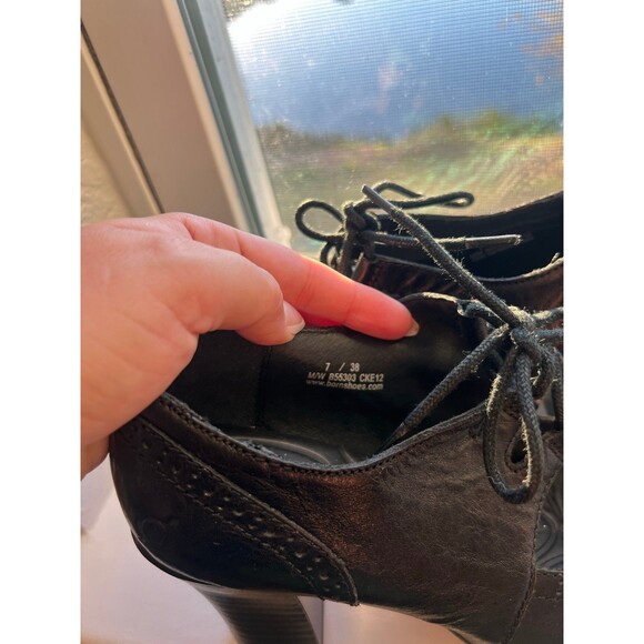Born Rosel Black Leather Lace Up Oxford MaryJane High Heels Women’s Size 7 - Picture 6 of 12